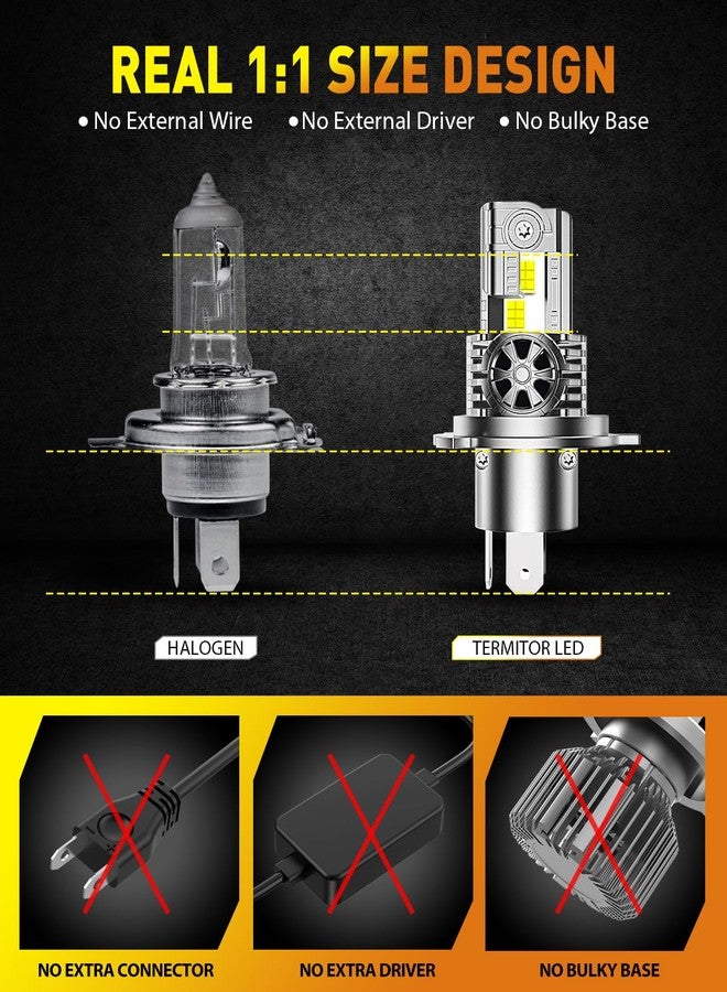 Termitor Latest H4/9003/HB2 Bulb for Motorcycle Hi/Low Beam, 25,000LM 800% Super Brighter, 1:1 Halogen Size, 6500K Cool White, 70000Hrs Long Service Life with Cooling Fan, Plug and Play, Pack of 1 - Image 3